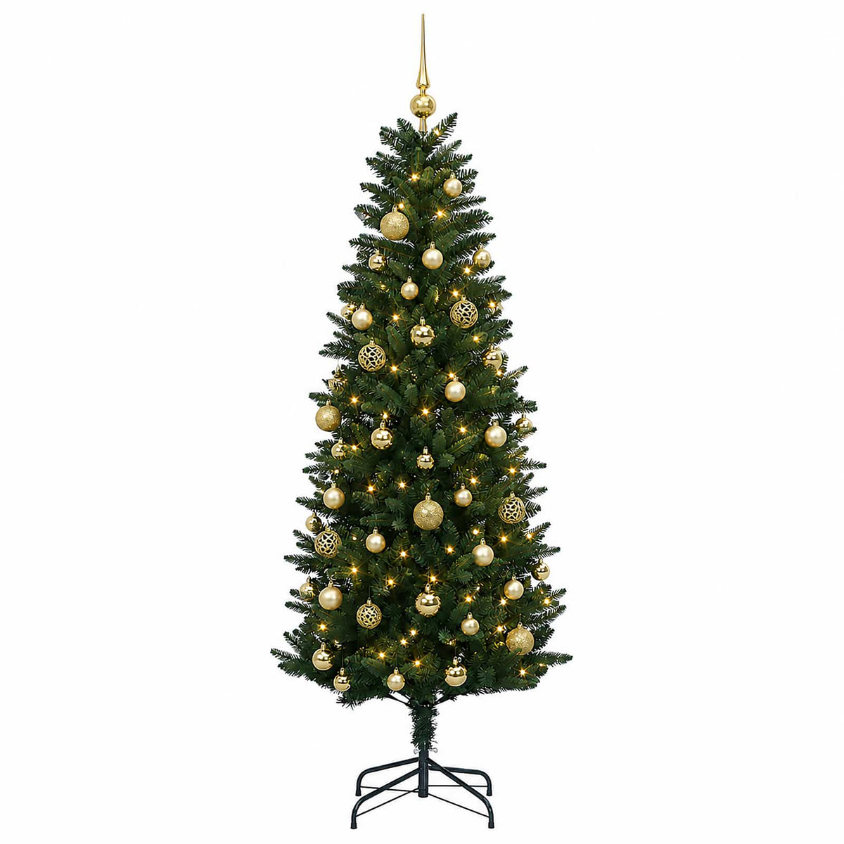Umjetno božićno drvce s kuglicama 120 cm 150 LED lampica