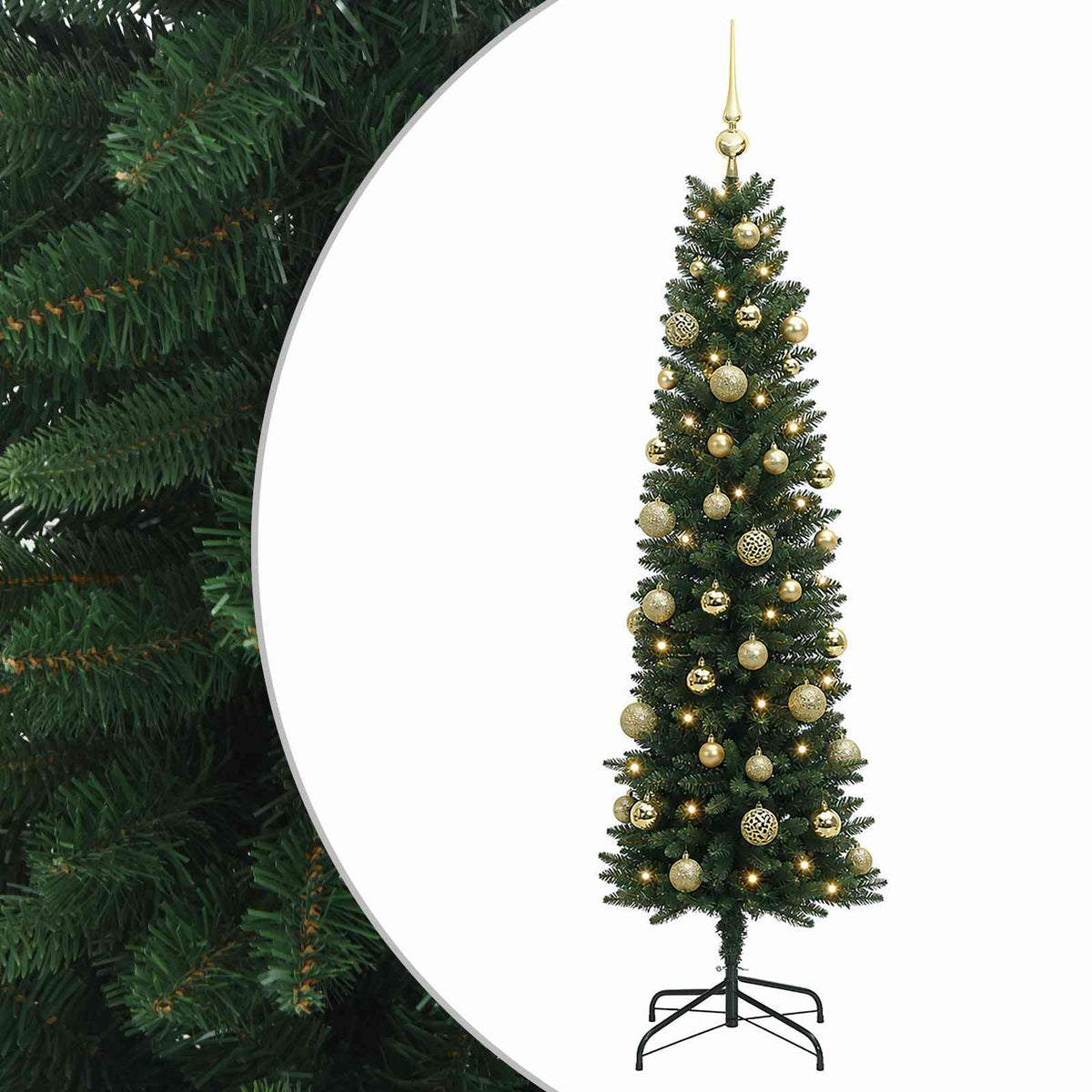 Umjetno usko božićno drvce s kuglicom 150 cm 150 LED lampica
