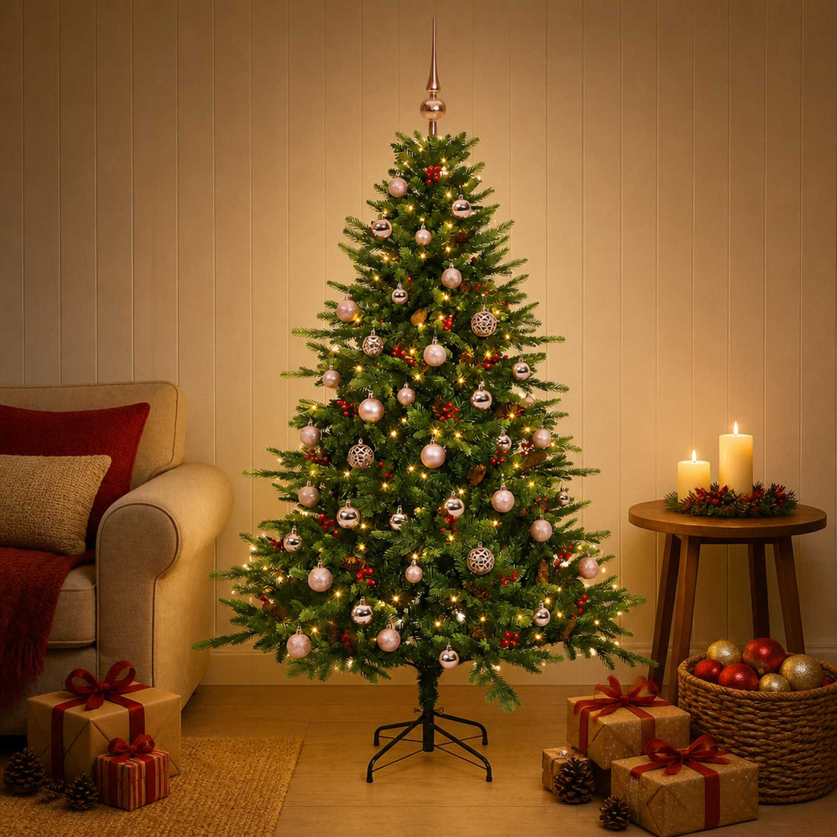 Umjetno božićno drvce s kuglicom 120 cm 150 LED lampica
