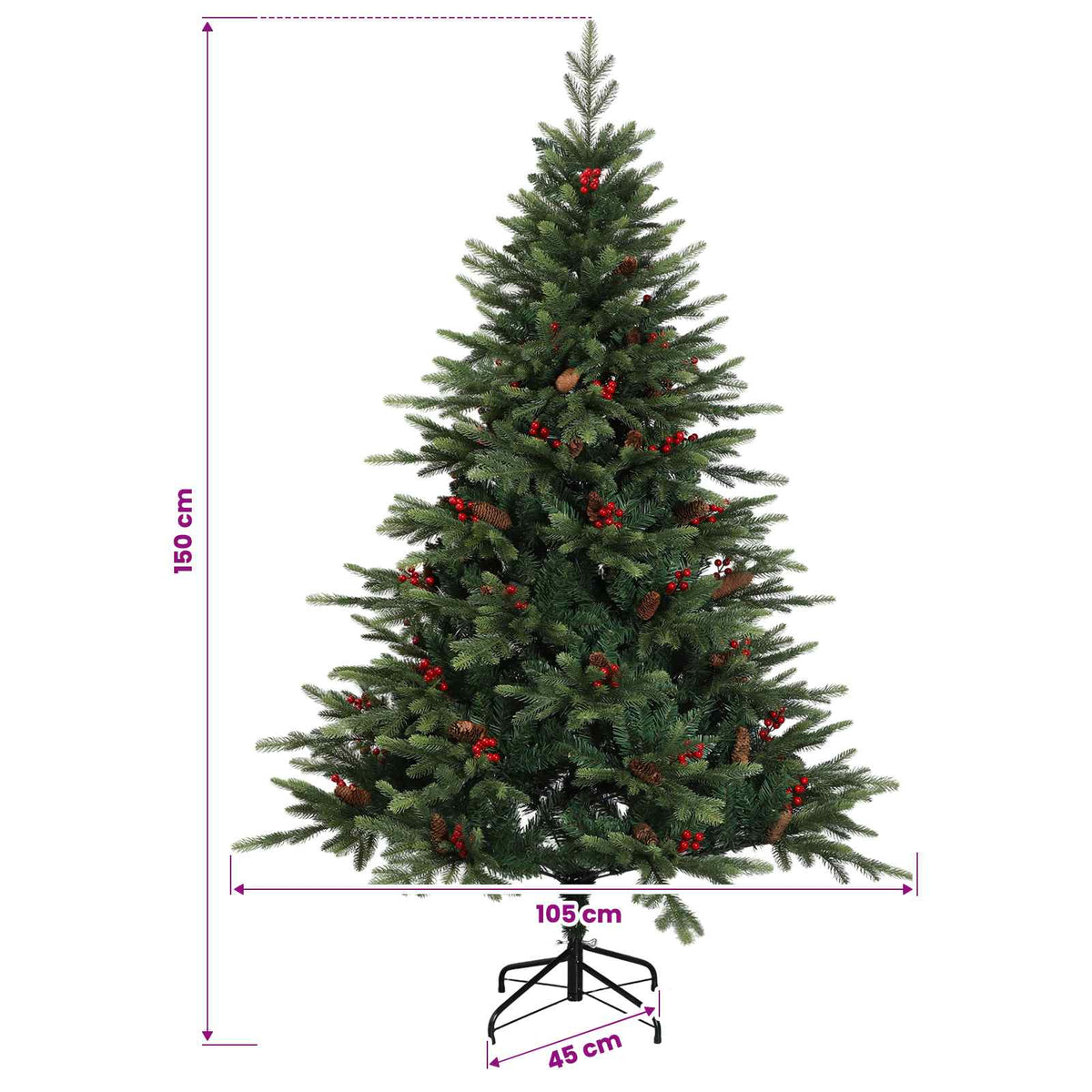 Umjetno božićno drvce s kuglicom 150 cm 150 LED lampica