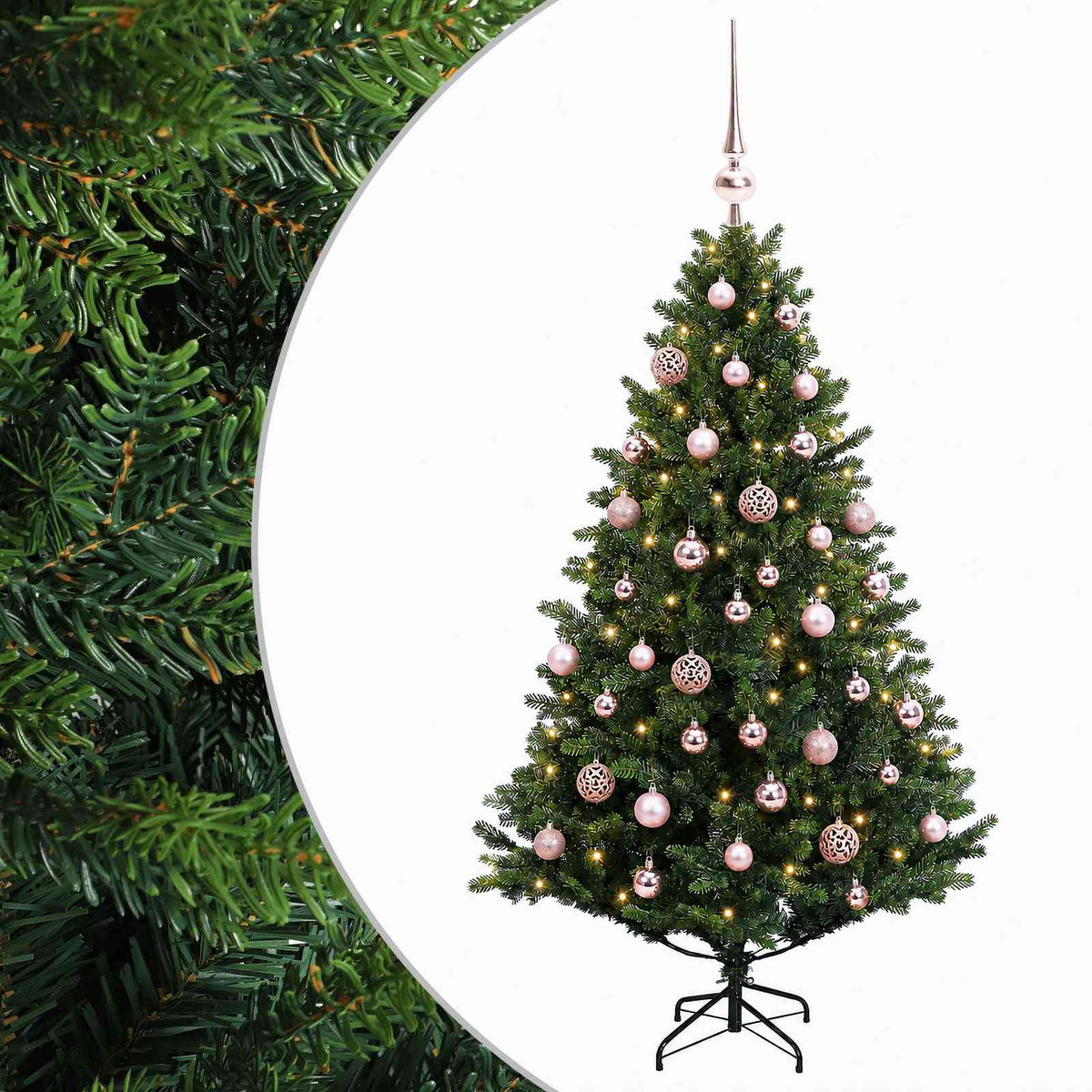 Umjetno božićno drvce s kuglicama 150 cm 150 LED lampica