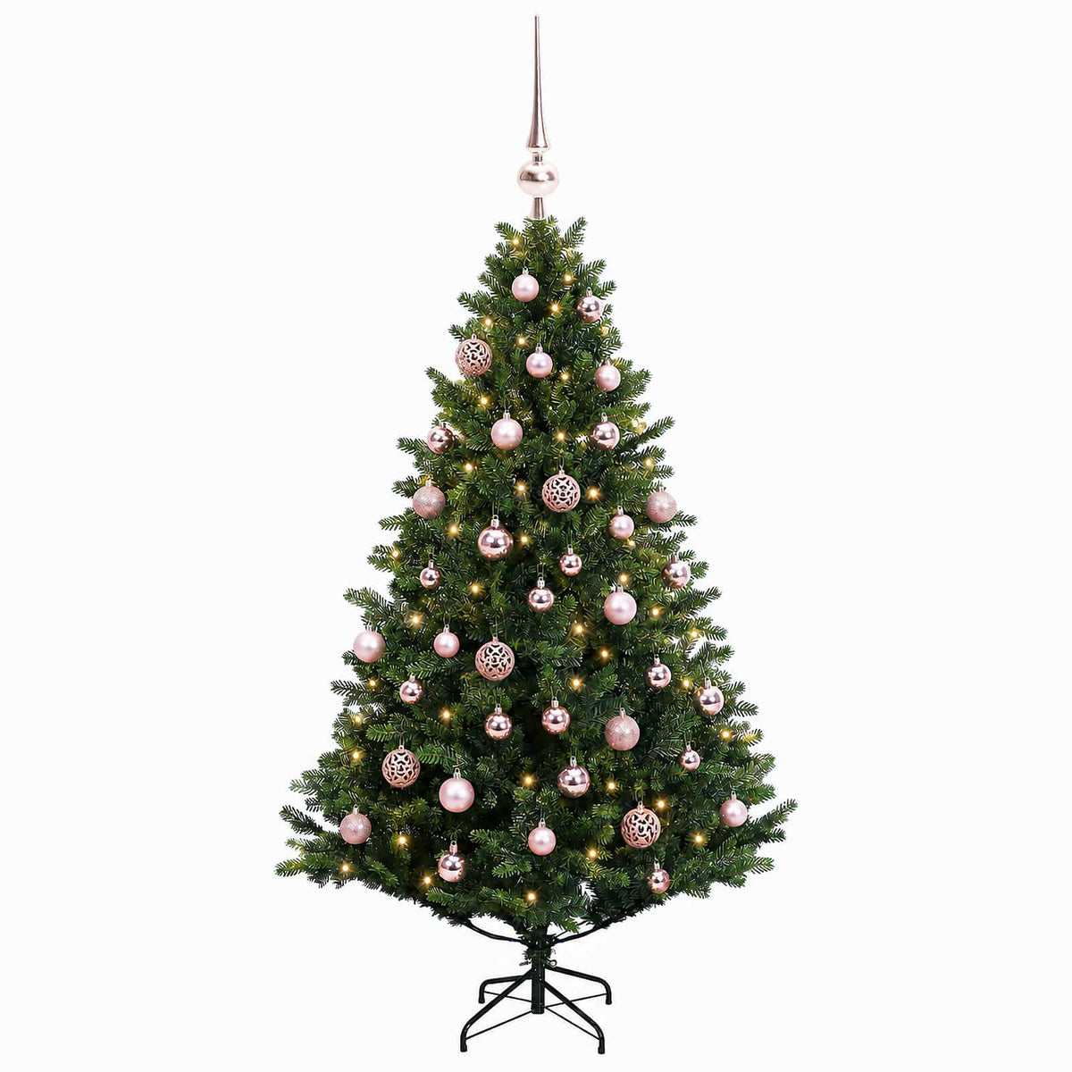 Umjetno božićno drvce s kuglicama 150 cm 150 LED lampica