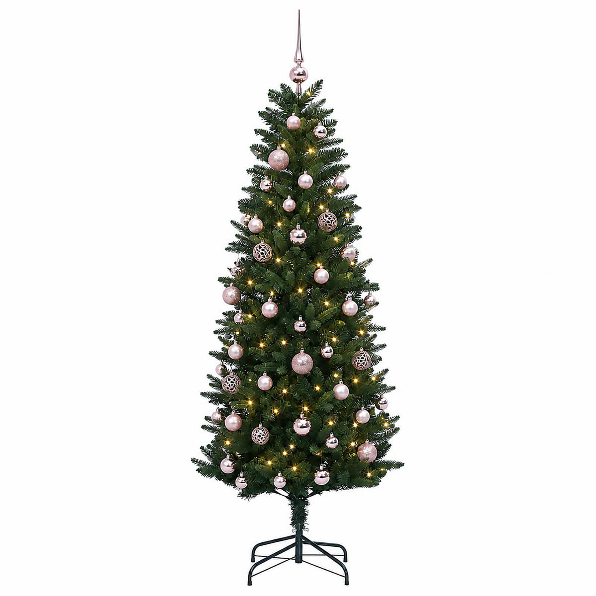 Umjetno božićno drvce s kuglicama 120 cm 150 LED lampica