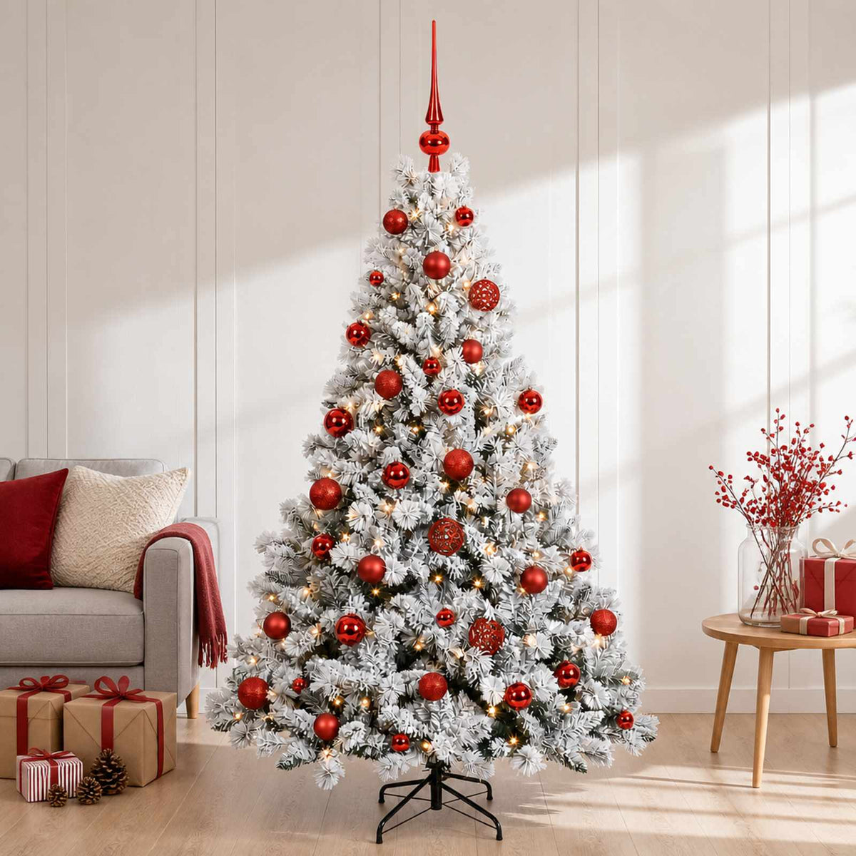 Umjetno božićno drvce s kuglicama 150 cm 150 LED lampica