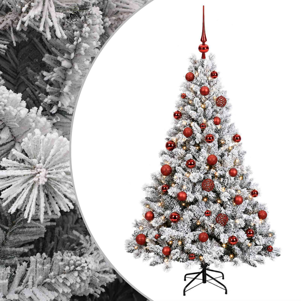 Umjetno božićno drvce s kuglicama 150 cm 150 LED lampica