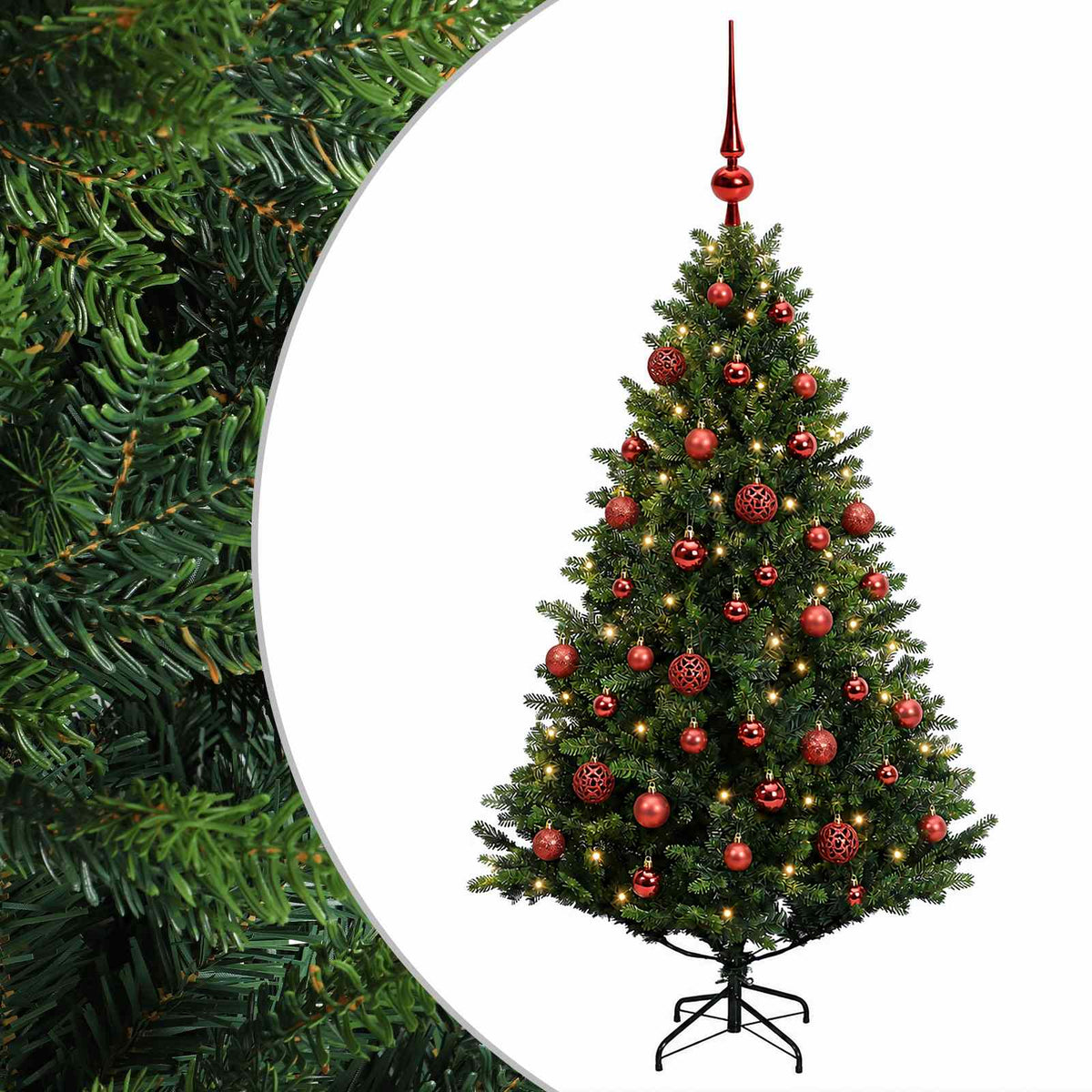 Umjetno božićno drvce s kuglicama 120 cm 150 LED lampica