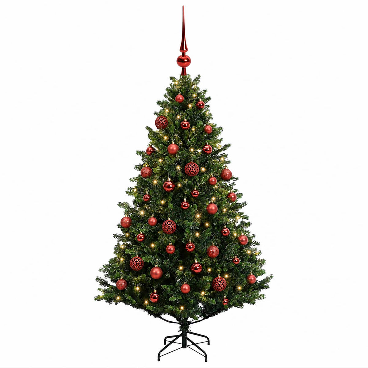 Umjetno božićno drvce s kuglicama 150 cm 150 LED lampica