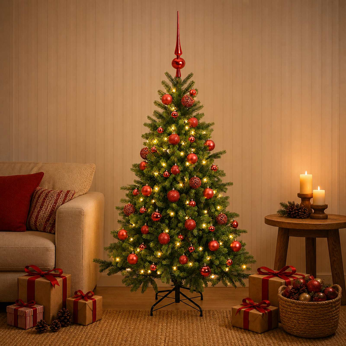 Umjetno božićno drvce s kuglicom 150 cm 150 LED lampica