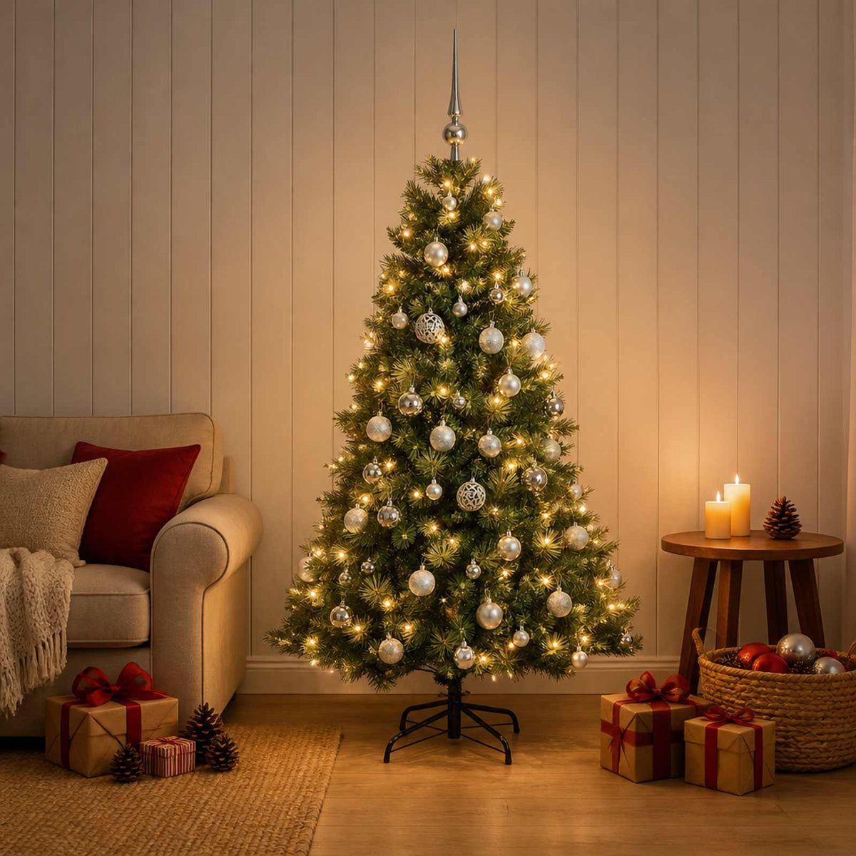 Umjetno božićno drvce s kuglicom 150 cm 150 LED lampica