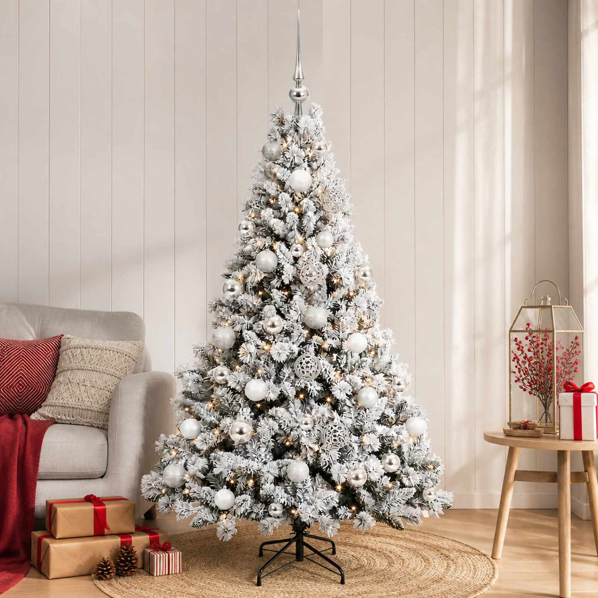Umjetno božićno drvce s kuglicama 150 cm 150 LED lampica