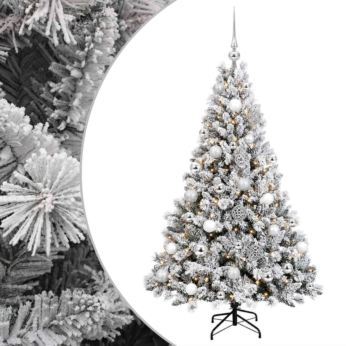Umjetno božićno drvce s kuglicama 150 cm 150 LED lampica