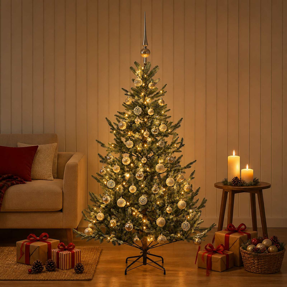 Umjetno božićno drvce s kuglicom 150 cm 150 LED lampica