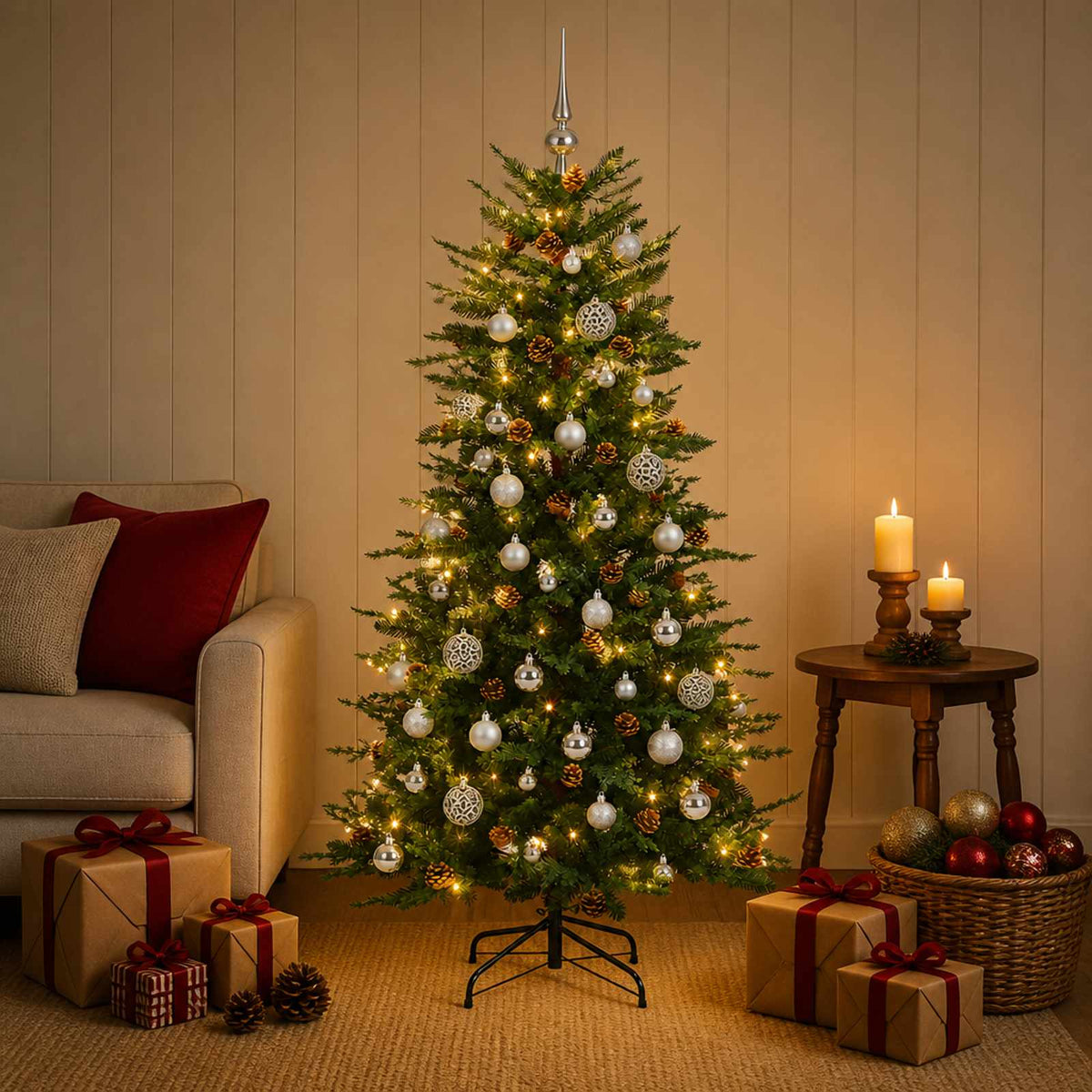 Umjetno božićno drvce s kuglicom 150 cm 150 LED lampica