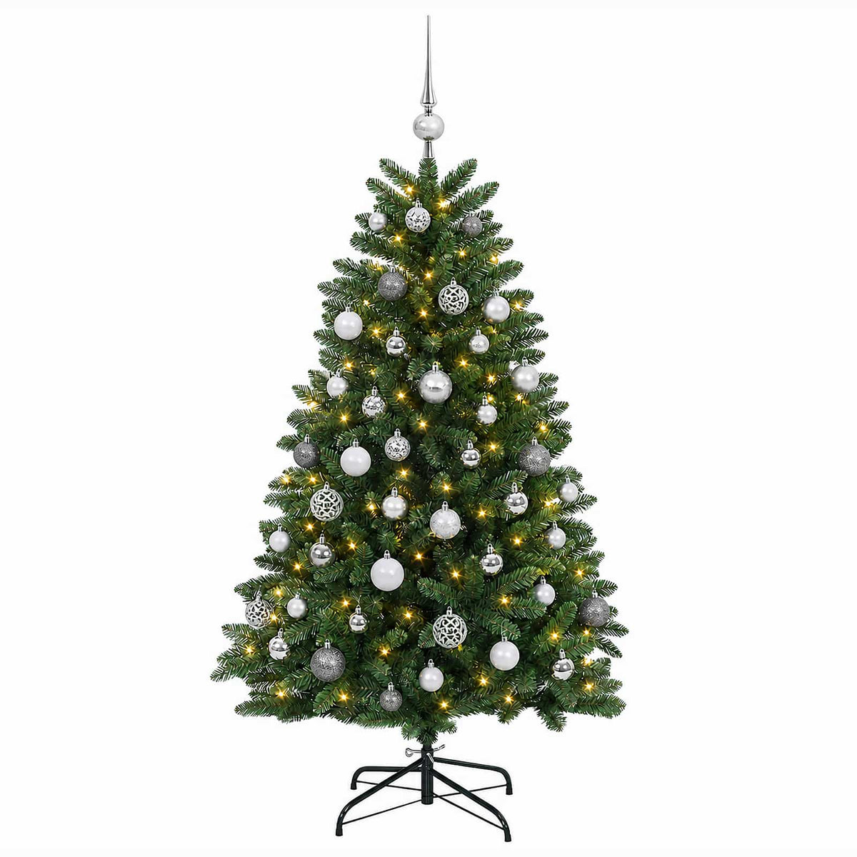 Umjetno božićno drvce srednje zeleno s kuglicama 150 cm