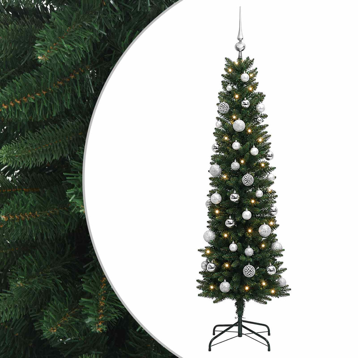 Umjetno usko božićno drvce s kuglicom 150 cm 150 LED lampica