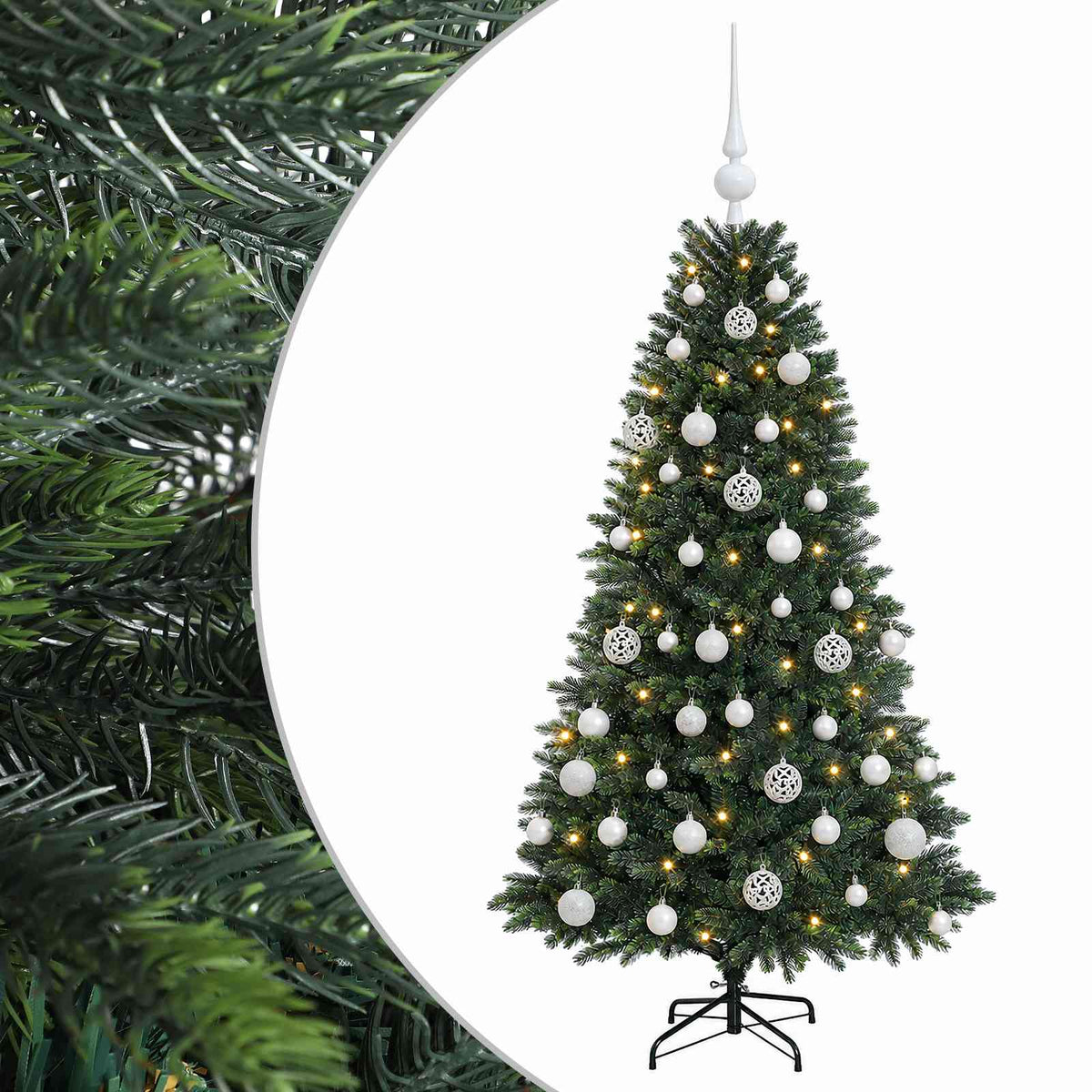 Umjetno božićno drvce s kuglicama 150 cm 150 LED lampica