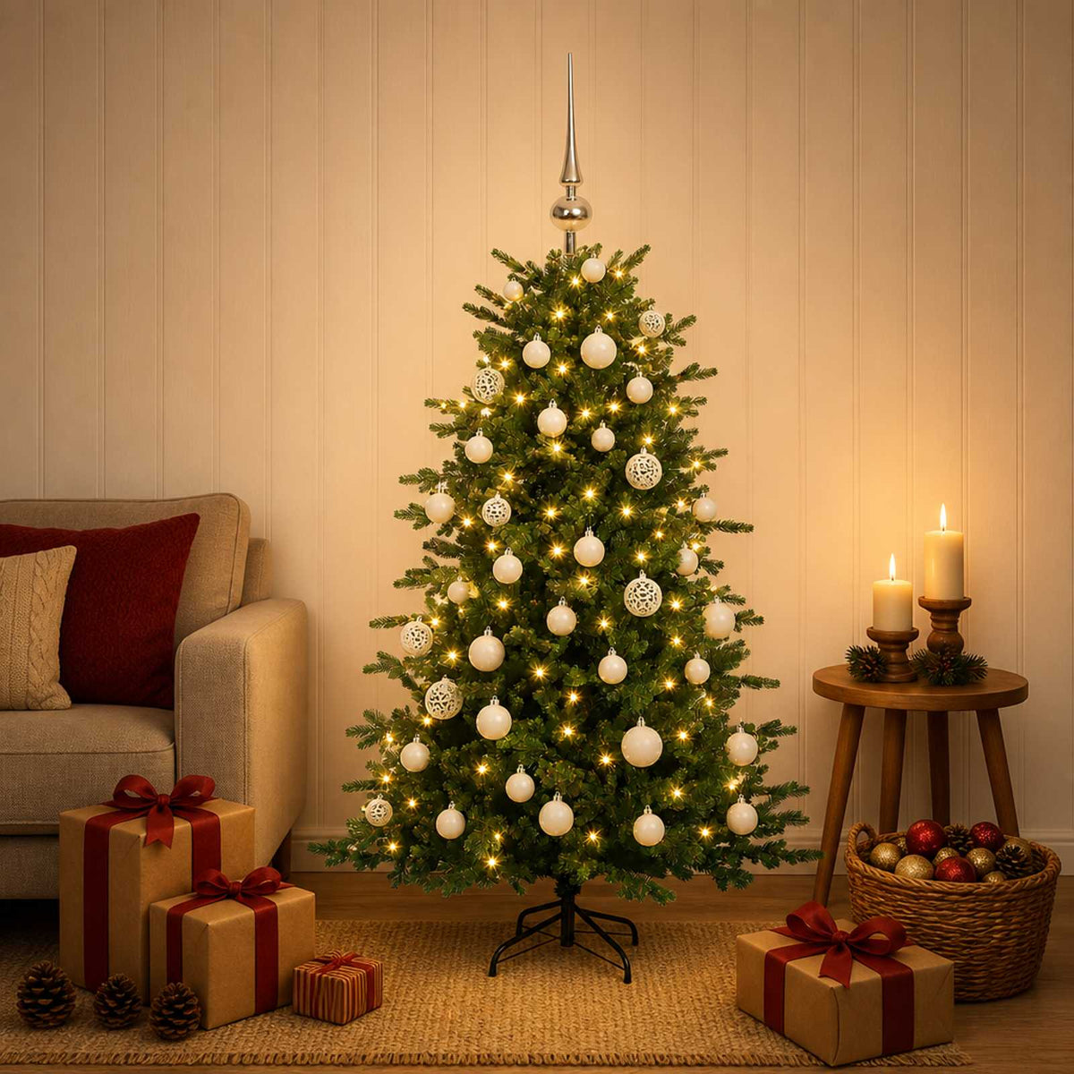 Umjetno božićno drvce s kuglicom 150 cm 150 LED lampica