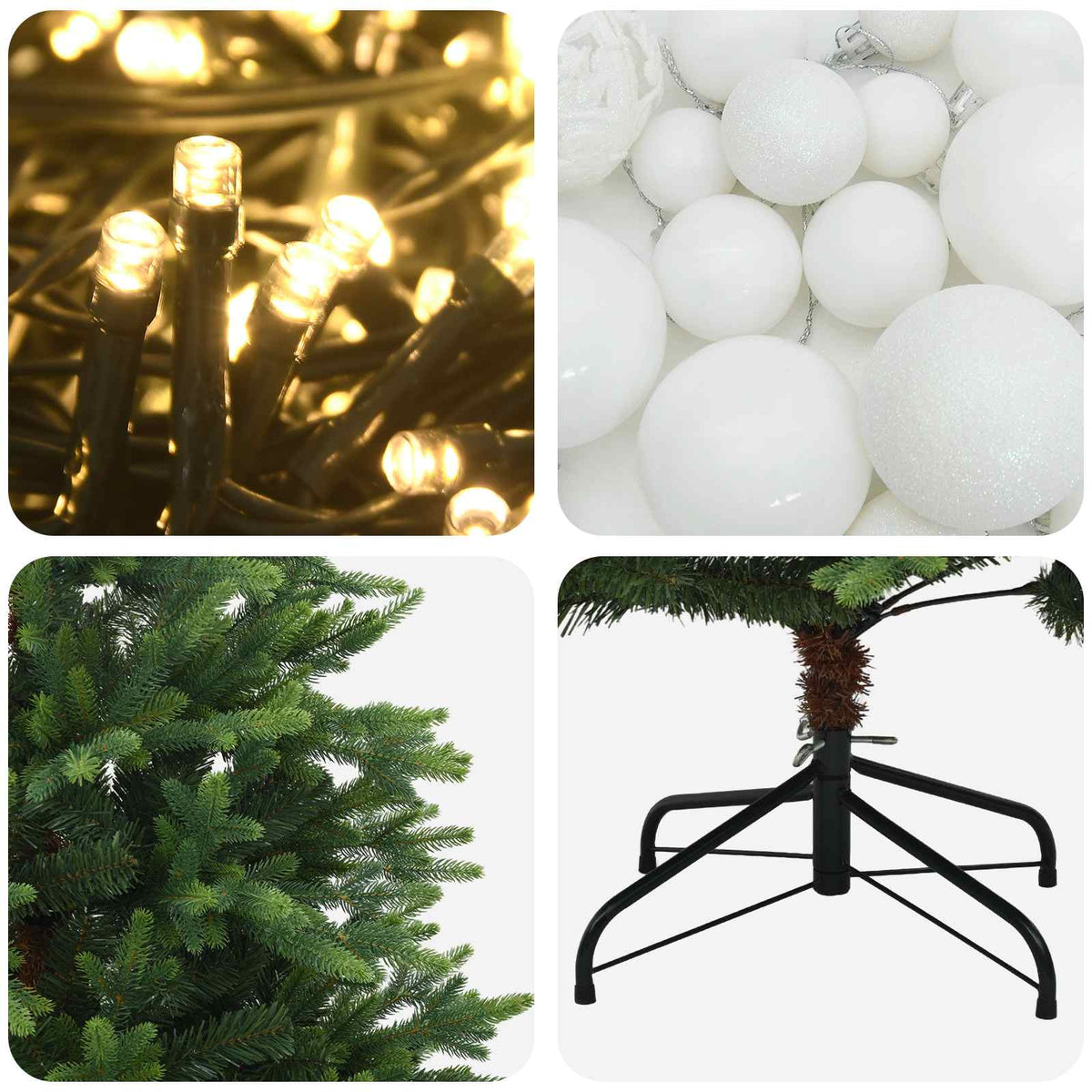 Umjetno božićno drvce s kuglicama 150 cm 150 LED lampica