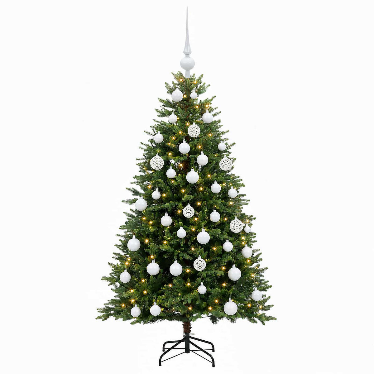 Umjetno božićno drvce s kuglicama 150 cm 150 LED lampica