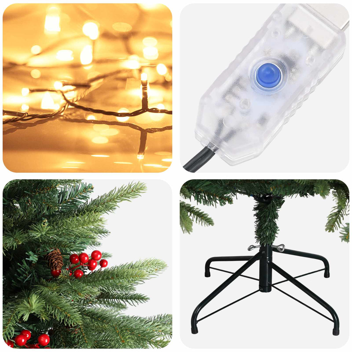 Umjetno božićno drvce s nogom 180 cm 300 LED lampica