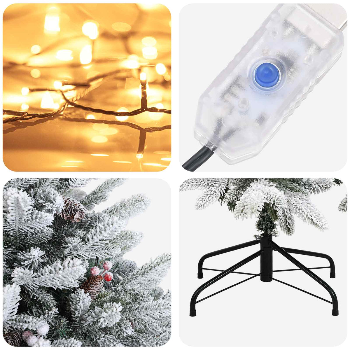 Umjetno božićno drvce s nogom 180 cm 300 LED lampica
