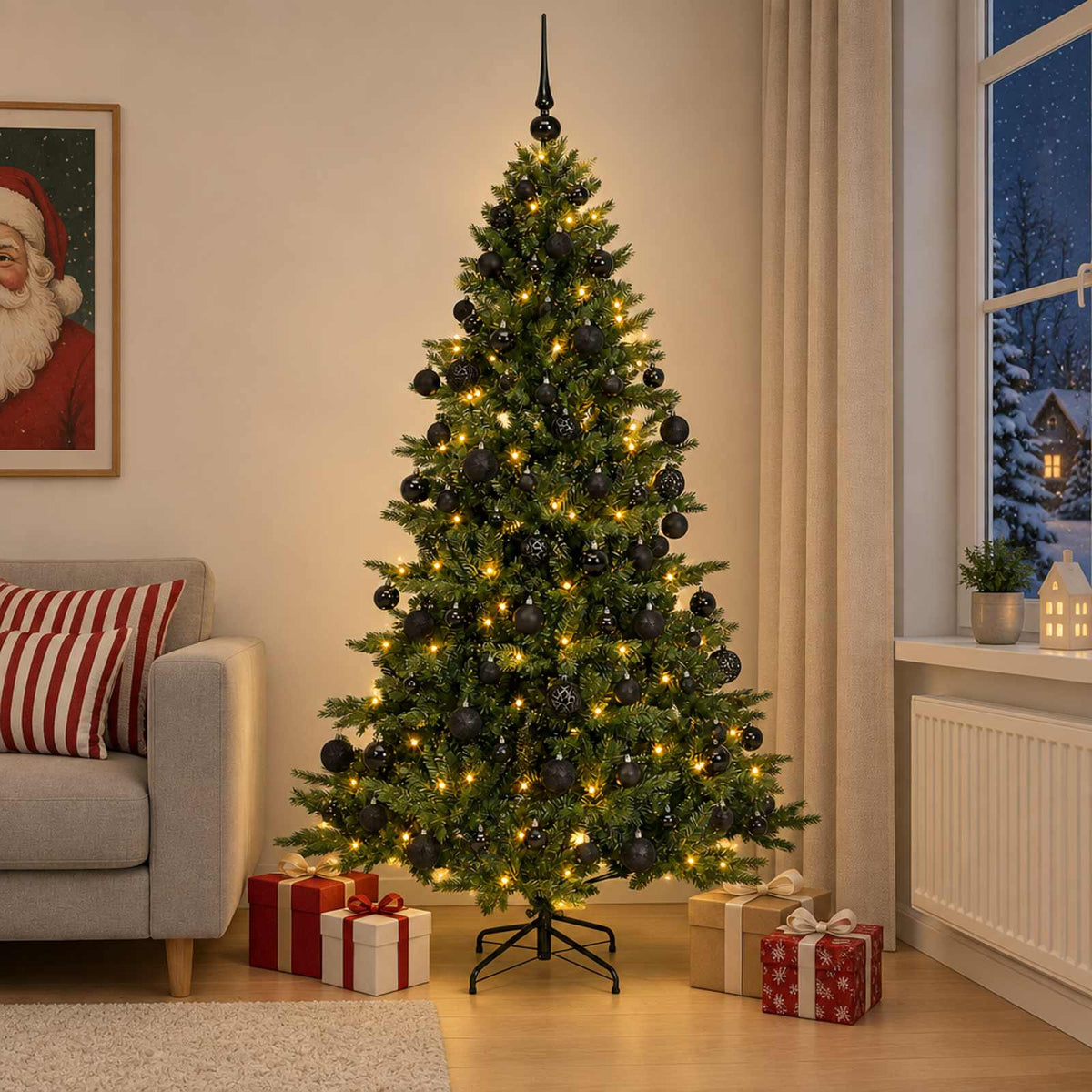 Umjetno božićno drvce s kuglicom 210 cm 300 LED lampica