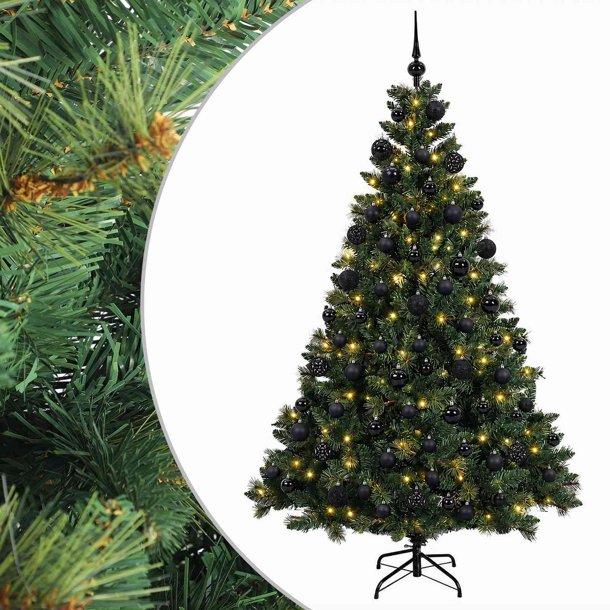 Umjetno božićno drvce s kuglicama 180 cm 300 LED lampica