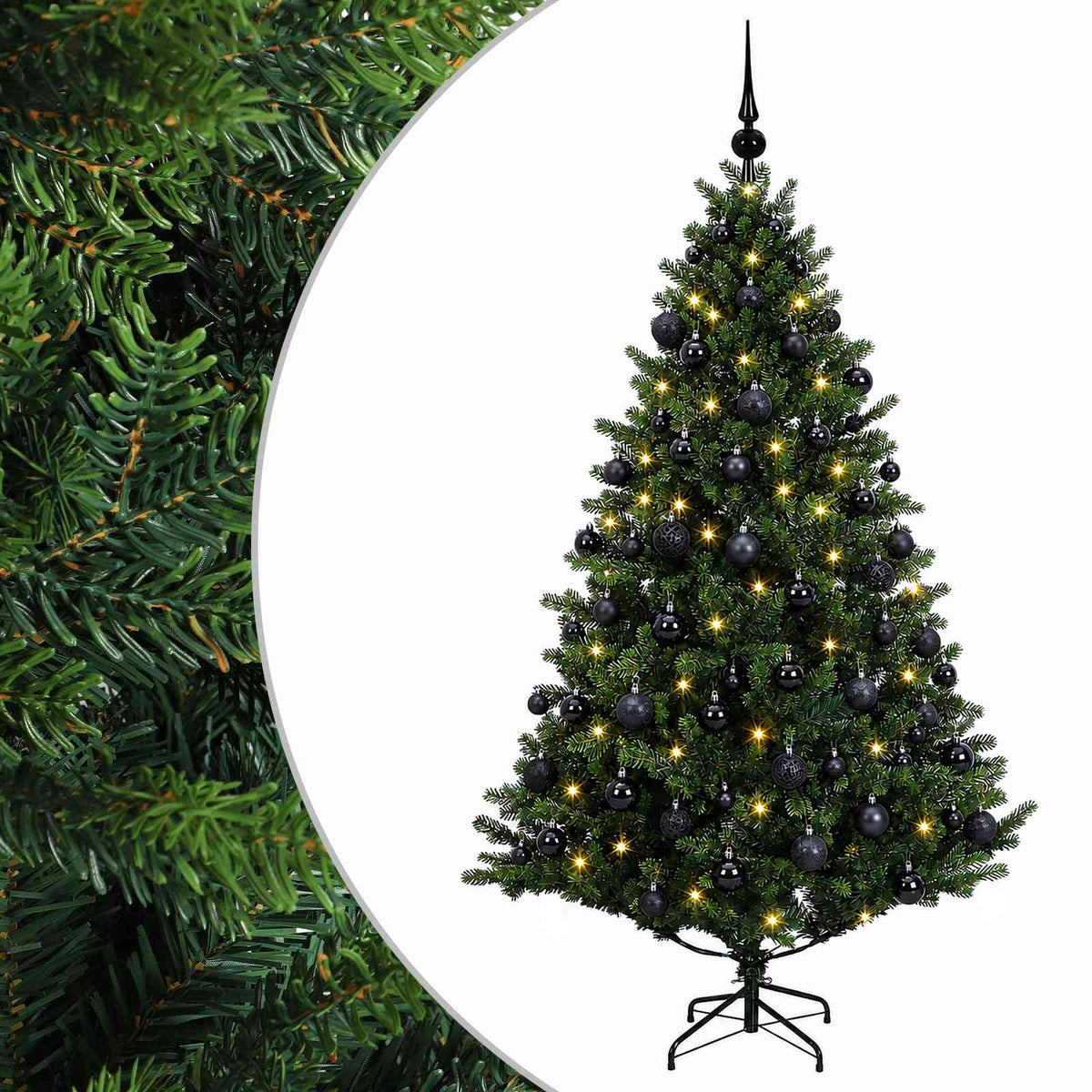 Umjetno božićno drvce s kuglicama 240 cm 300 LED lampica