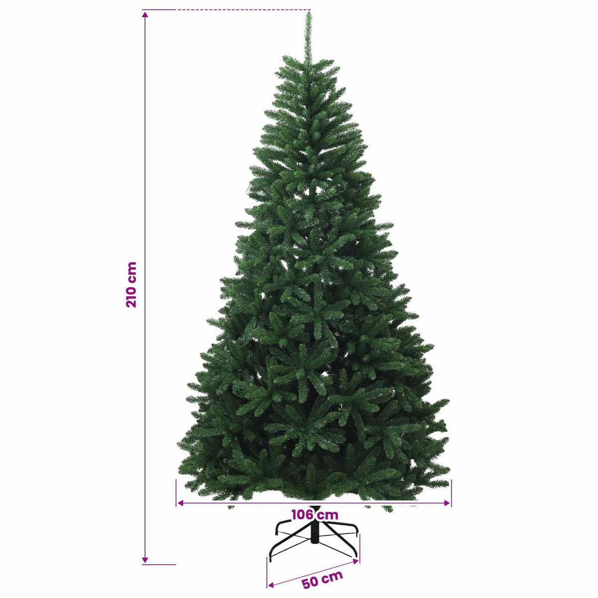 Umjetno božićno drvce srednje zeleno s kuglicama 210 cm