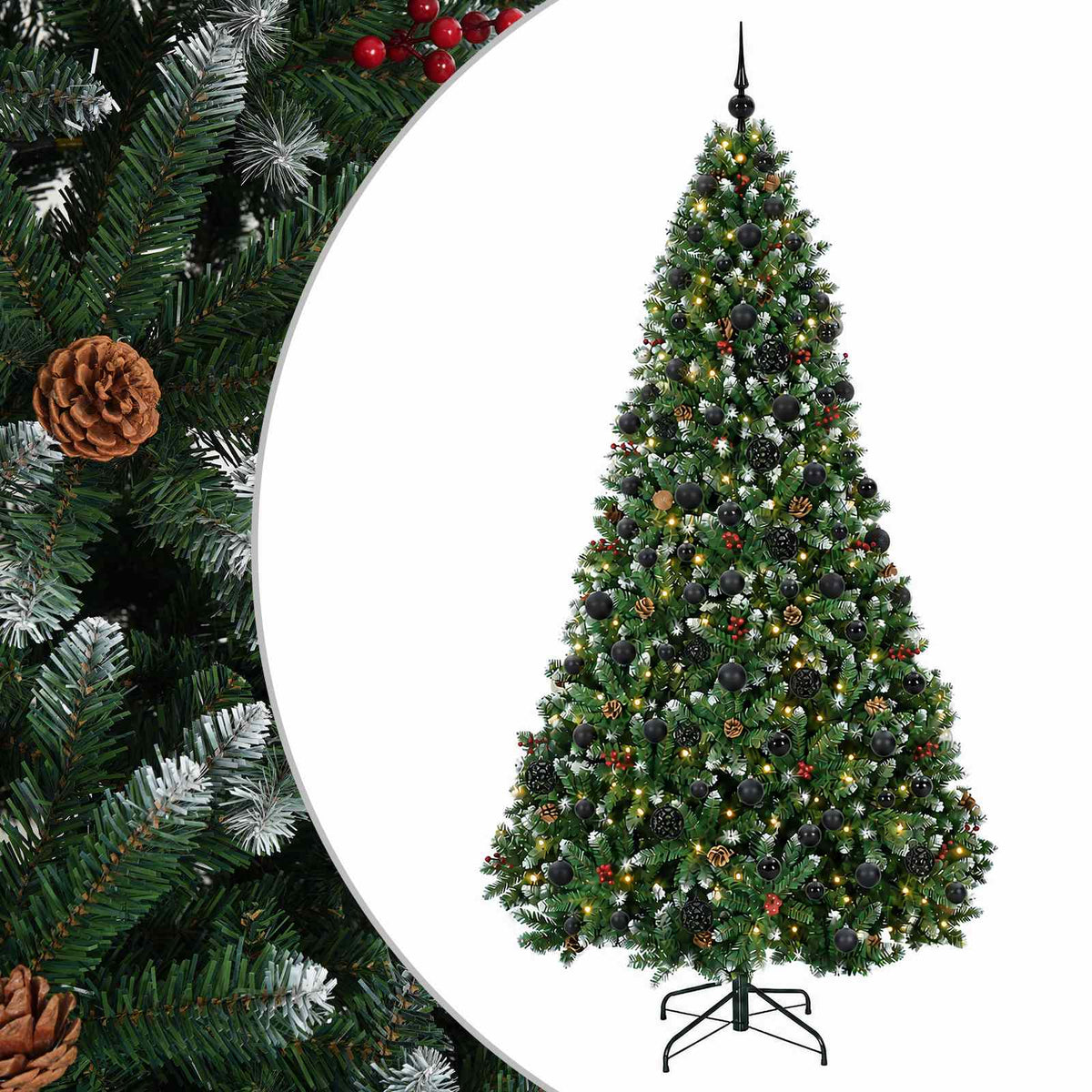 Umjetno božićno drvce zeleno s kuglicom 210 cm 300 LED lampica