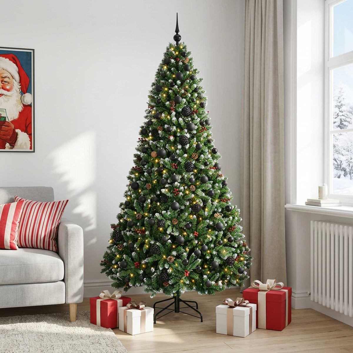 Umjetno božićno drvce zeleno s kuglicom 210 cm 300 LED lampica