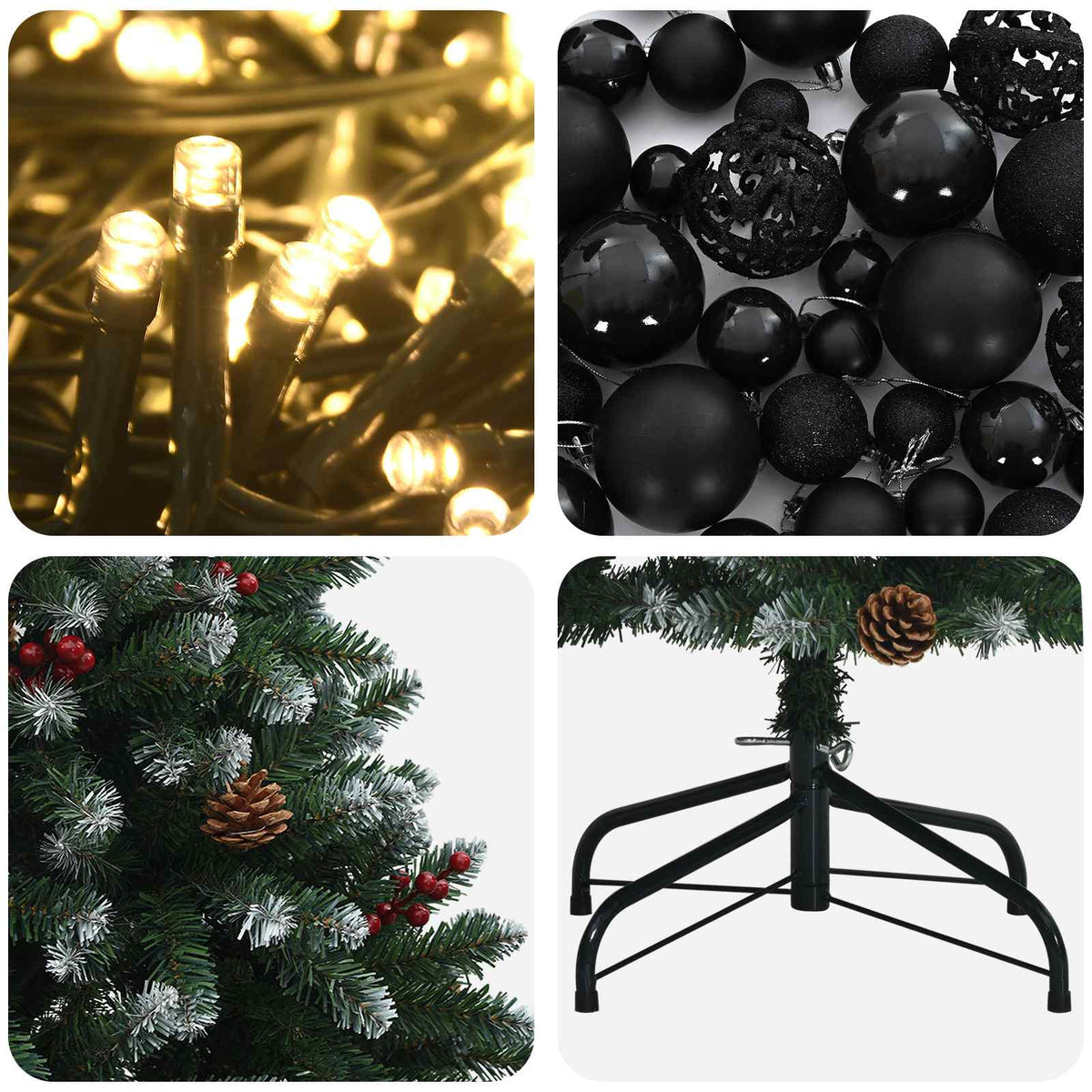 Umjetno božićno drvce zeleno s kuglicama 240 cm 300 LED lampica
