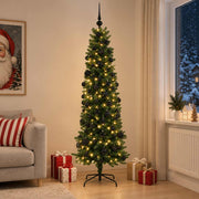 Umjetno usko božićno drvce s kuglicom 210 cm 300 LED lampica