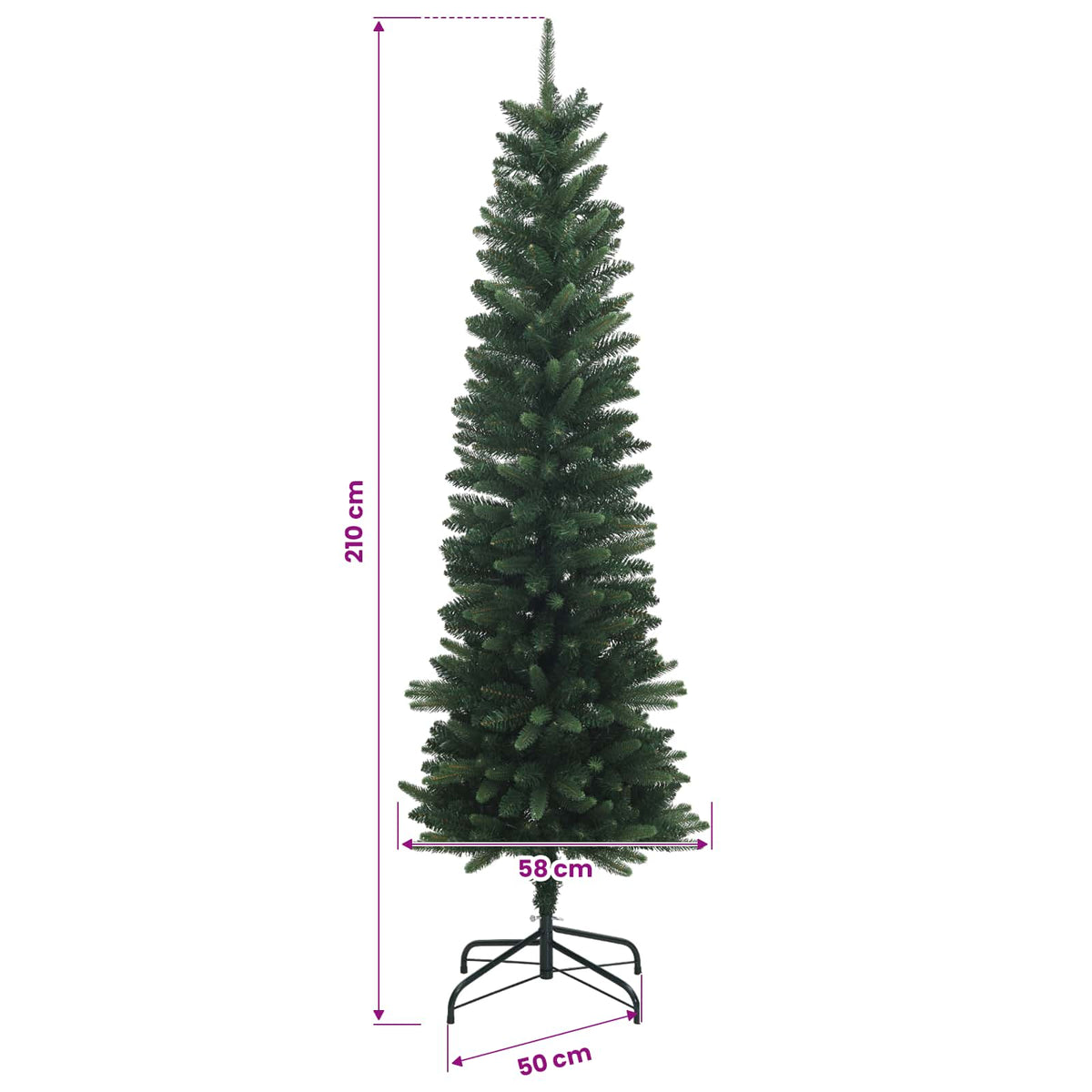 Umjetno usko božićno drvce s kuglicom 210 cm 300 LED lampica