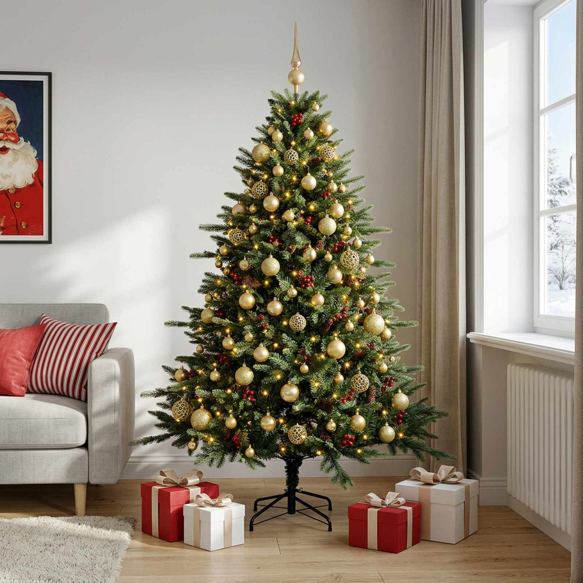 Umjetno božićno drvce s kuglicom 210 cm 300 LED lampica