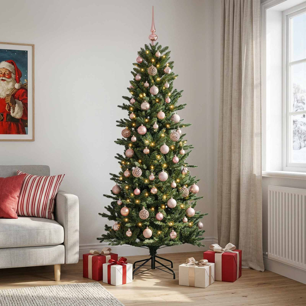 Umjetno božićno drvce s kuglicom 210 cm 300 LED lampica