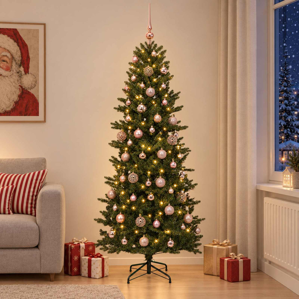Umjetno božićno drvce s kuglicom 210 cm 300 LED lampica