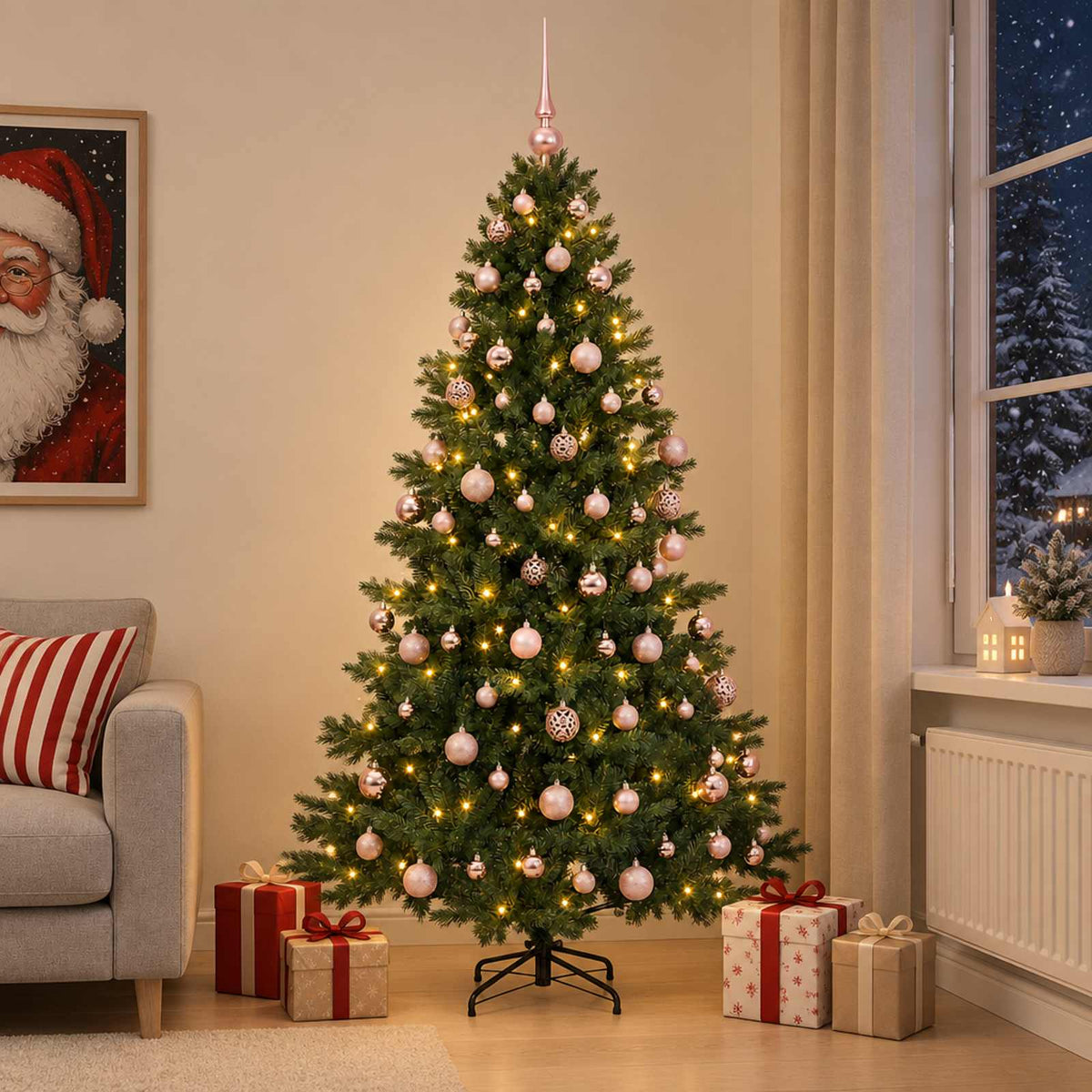 Umjetno božićno drvce s kuglicom 210 cm 300 LED lampica
