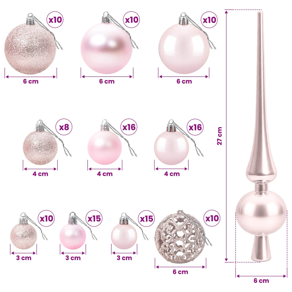Umjetno božićno drvce s kuglicama 180 cm 300 LED lampica