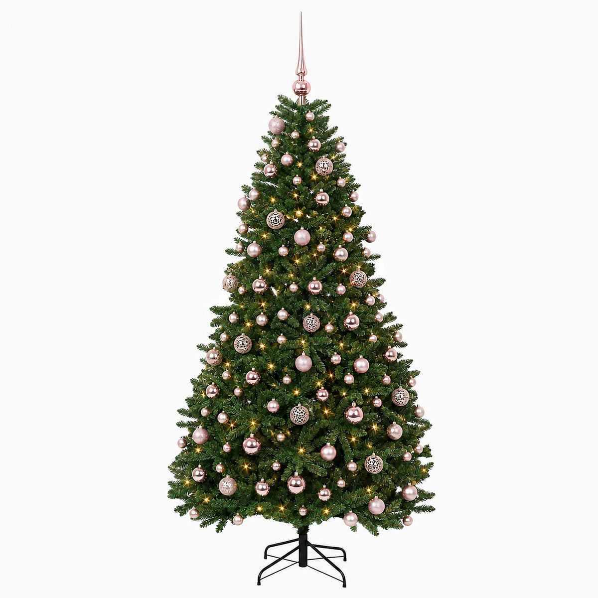 Umjetno božićno drvce srednje zeleno s kuglicama 210 cm