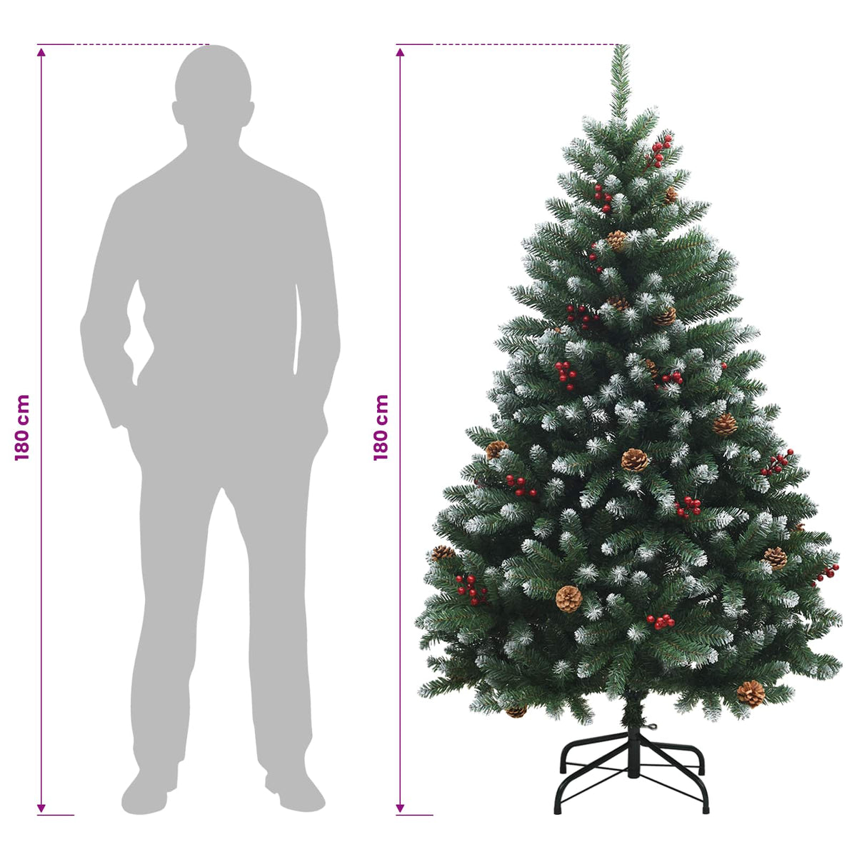 Umjetno božićno drvce zeleno s kuglicom 180 cm 300 LED lampica