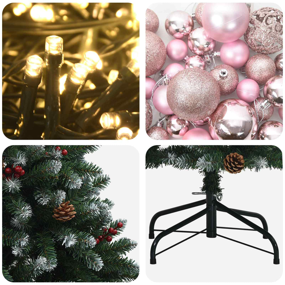 Umjetno božićno drvce zeleno s kuglicom 210 cm 300 LED lampica