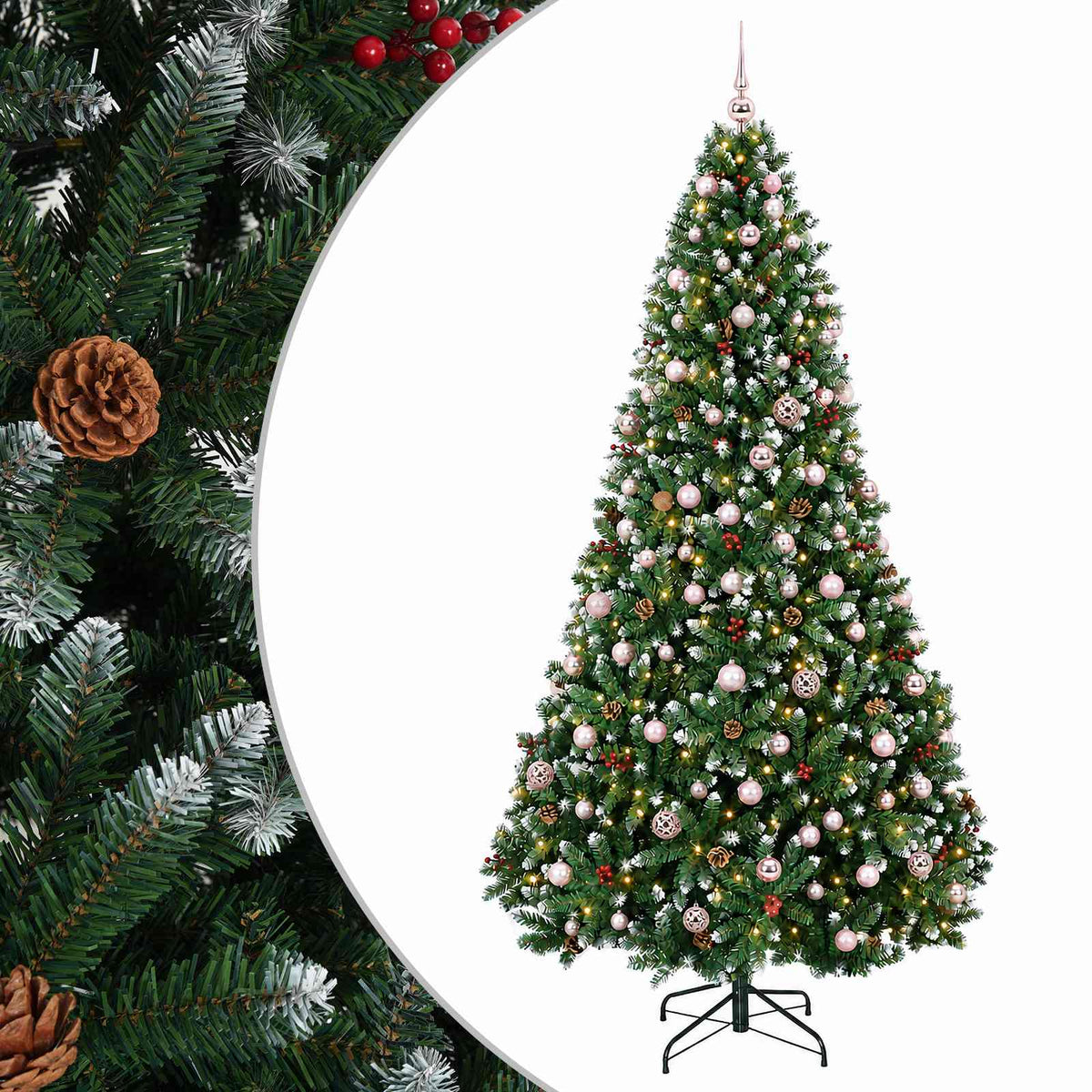 Umjetno božićno drvce zeleno s kuglicom 210 cm 300 LED lampica