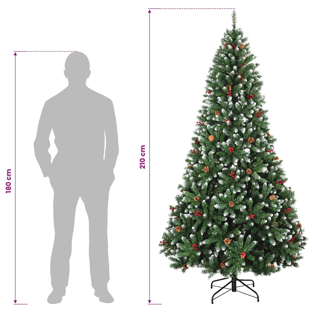 Umjetno božićno drvce zeleno s kuglicom 210 cm 300 LED lampica