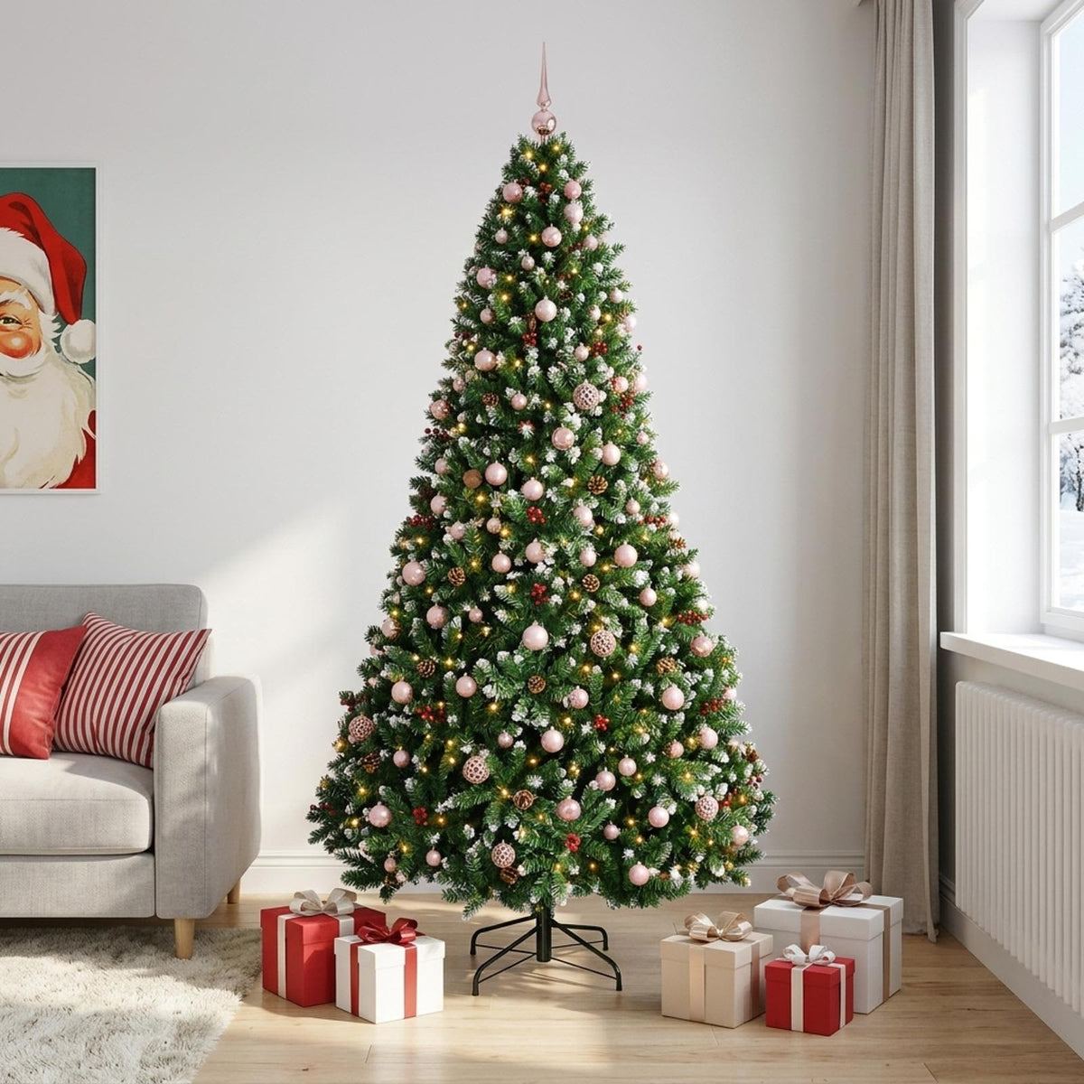 Umjetno božićno drvce zeleno s kuglicom 210 cm 300 LED lampica
