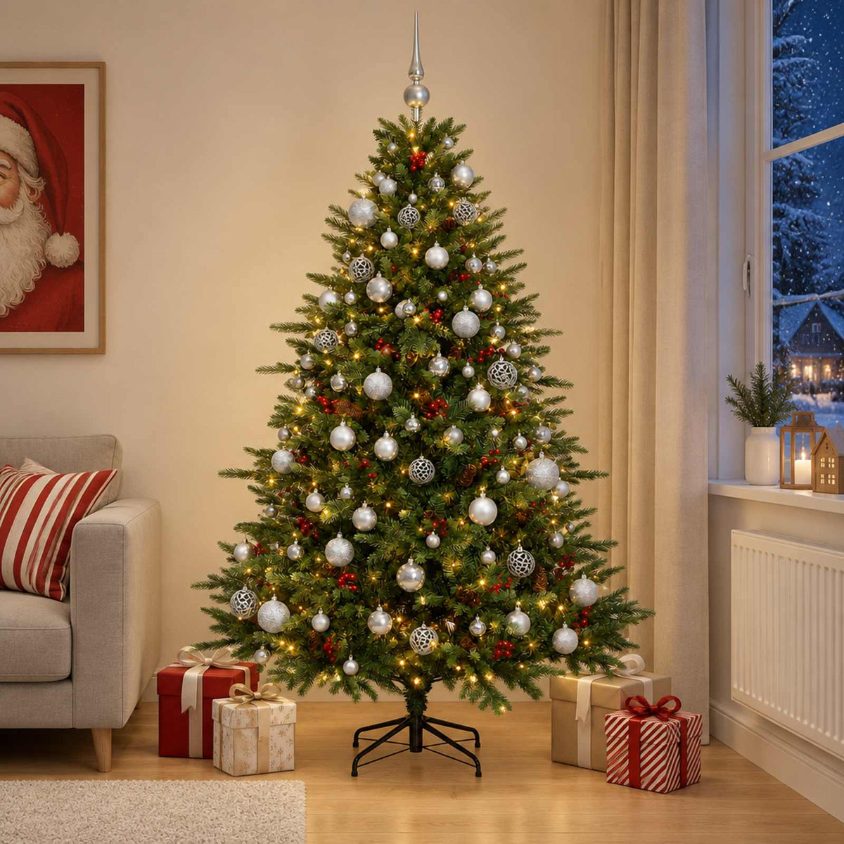 Umjetno božićno drvce s kuglicom 180 cm 300 LED lampica