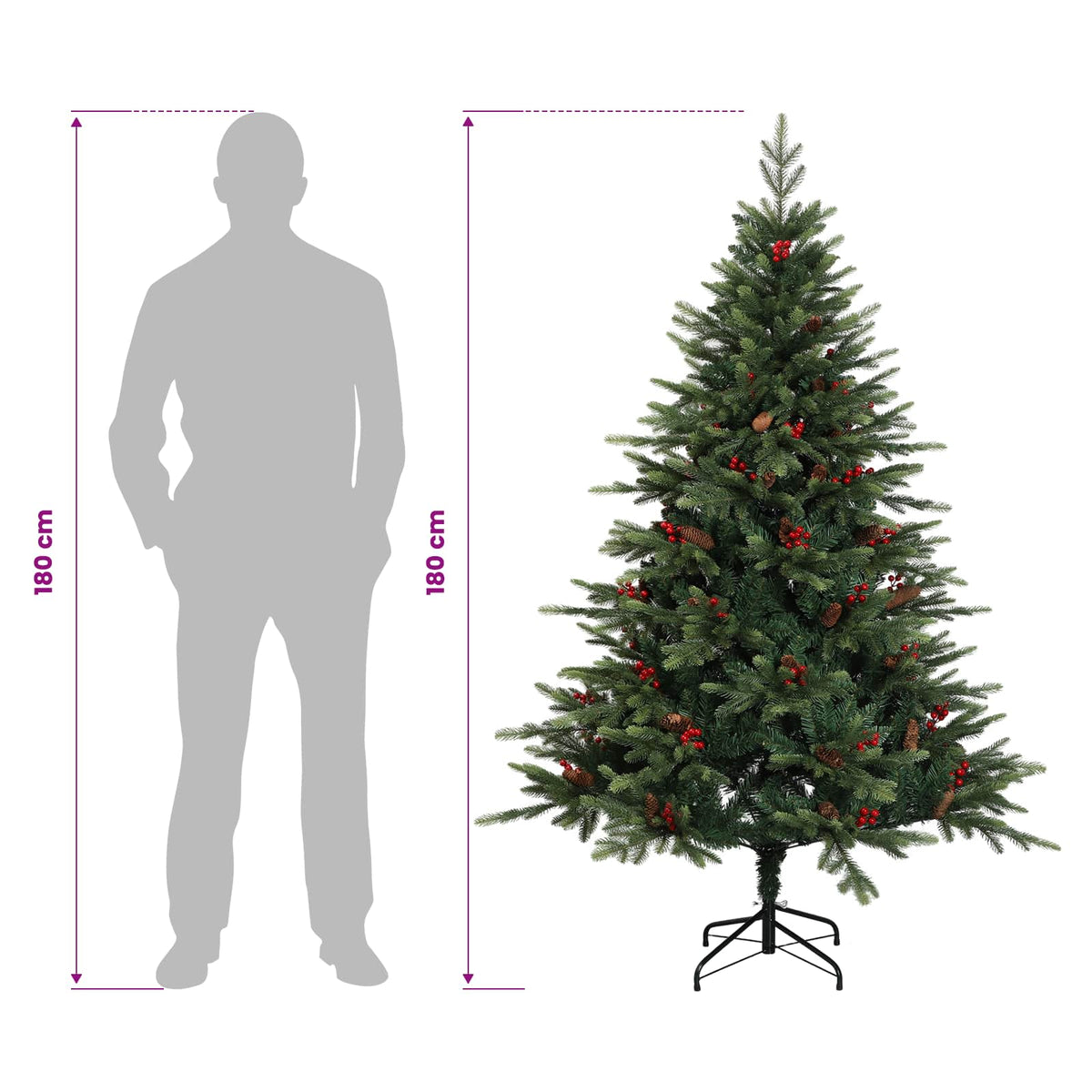 Umjetno božićno drvce s kuglicom 180 cm 300 LED lampica
