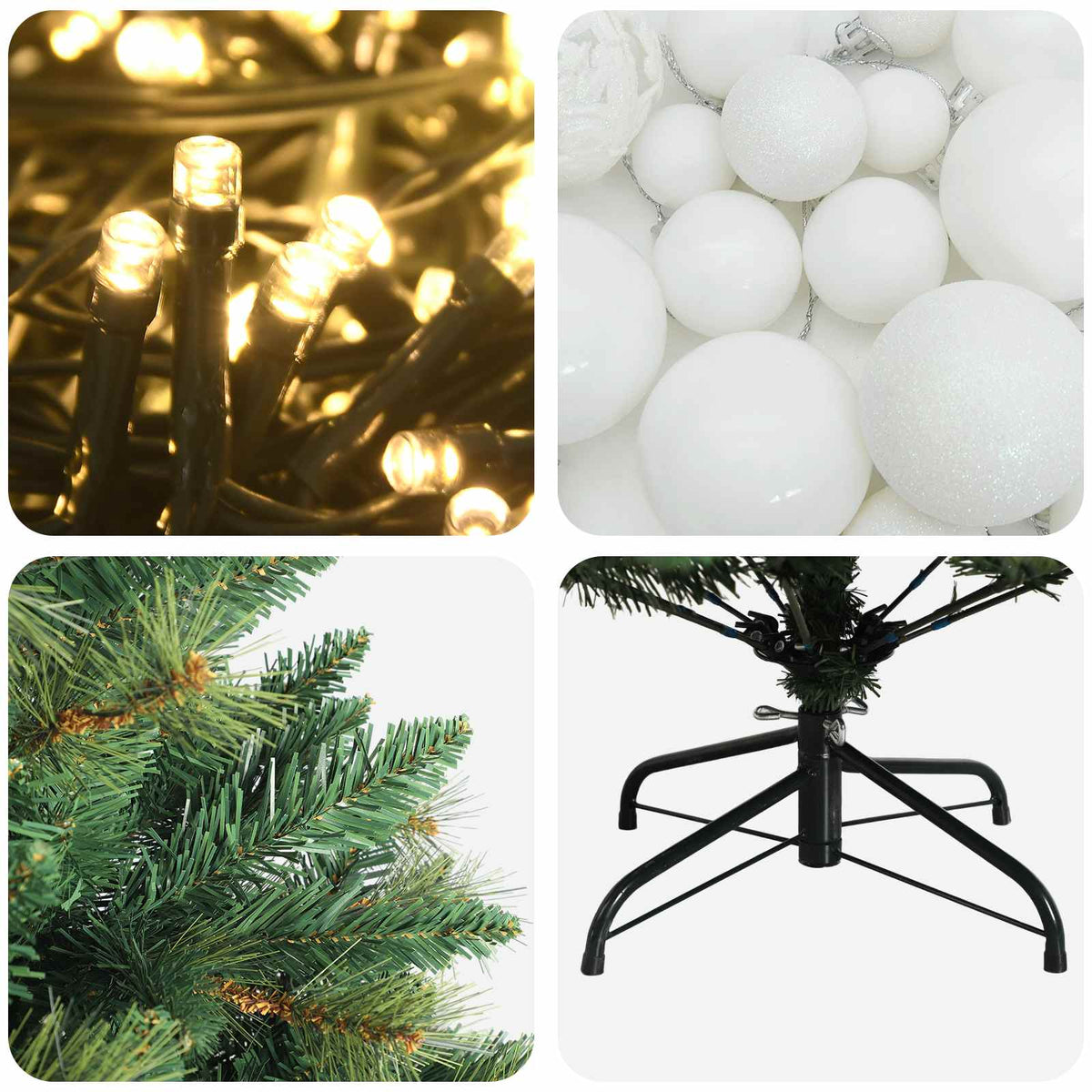Umjetno božićno drvce s kuglicama 240 cm 300 LED lampica