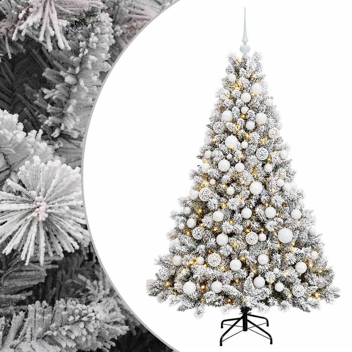 Umjetno božićno drvce s kuglicama 240 cm 300 LED lampica