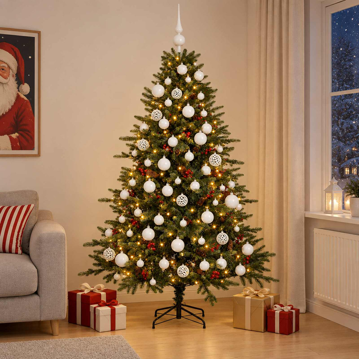 Umjetno božićno drvce s kuglicom 180 cm 300 LED lampica